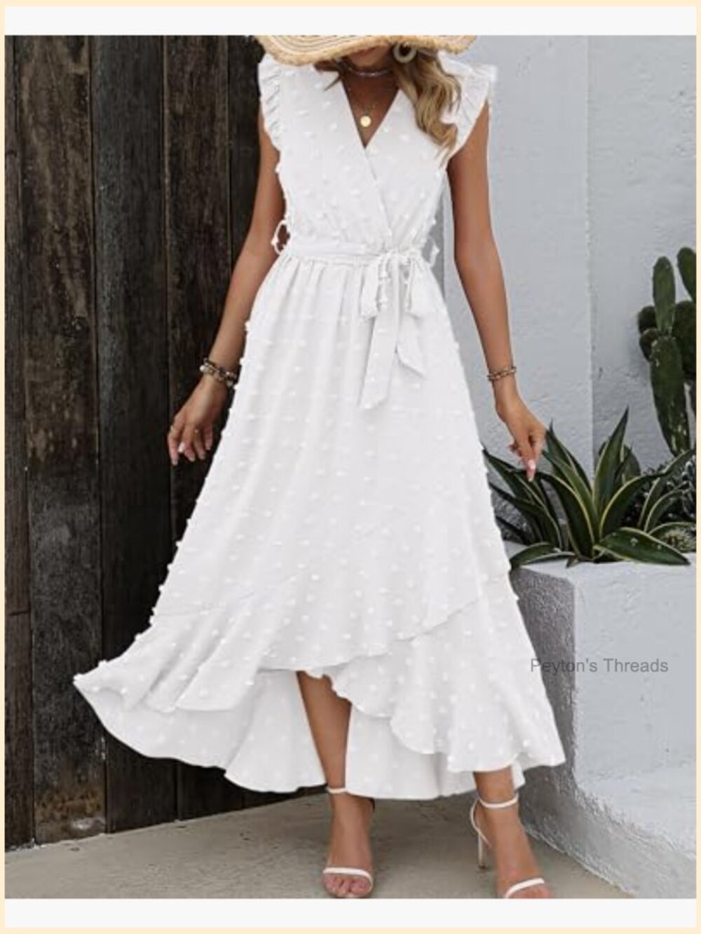 Boho Swiss Dot Cap Sleeve Maxi Dress Ruffle Beach Wedding - Picture 3 of 7